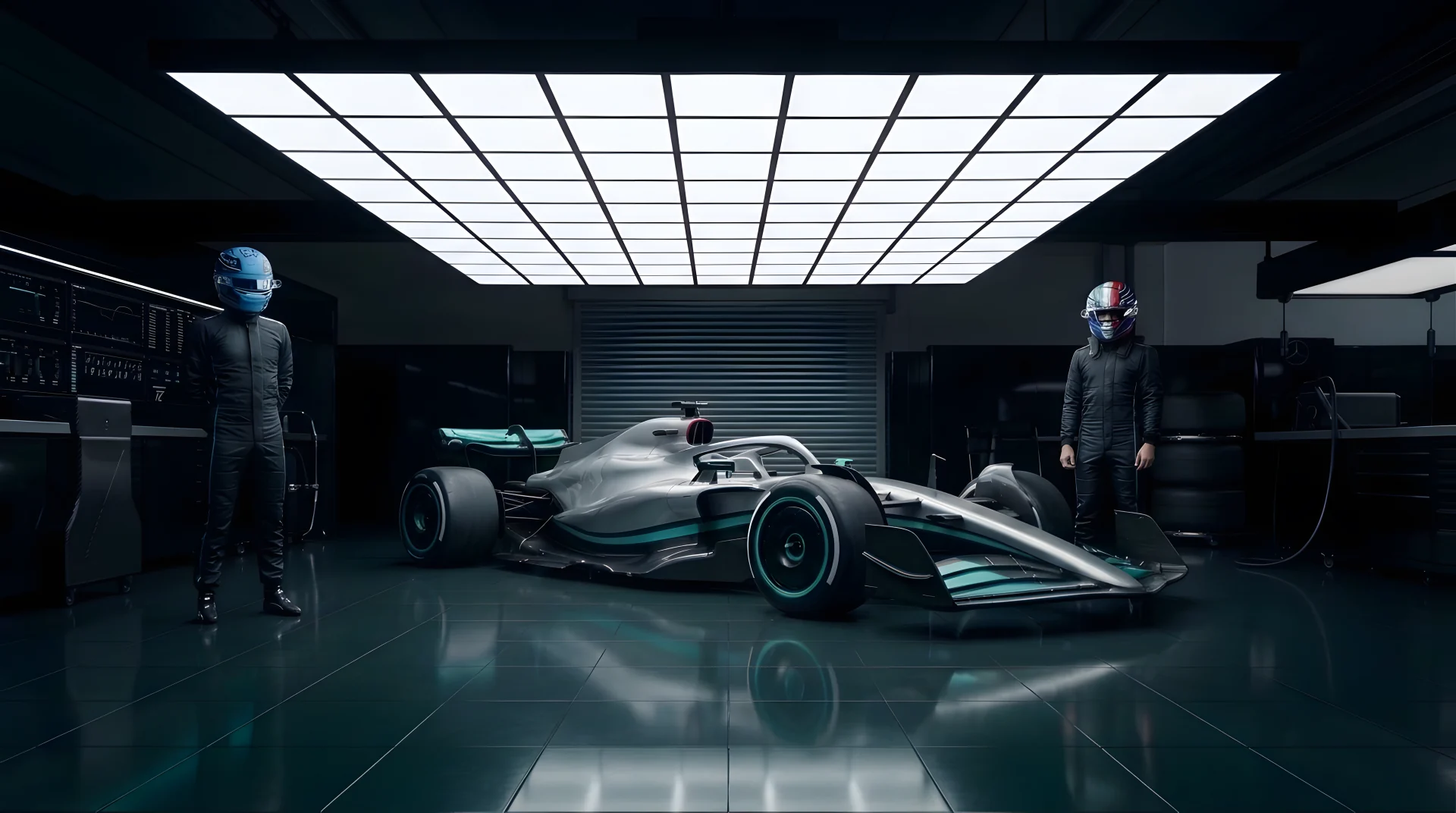 Mercedes pit garage scene